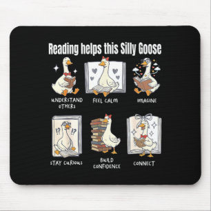 Lustiges Lesen hilft diesem albernen Gänse-Bibliot Mousepad