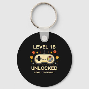 Lustiges Level 16 freigeschaltetes Gamer 16. Gebur Schlüsselanhänger