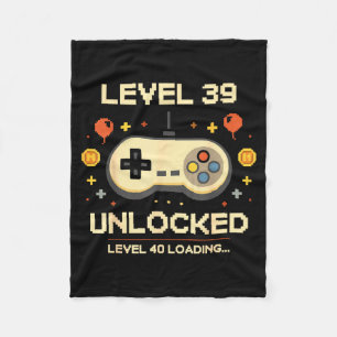 Lustiges Level 39 freigeschaltet Gamer 39. Geburts Fleecedecke
