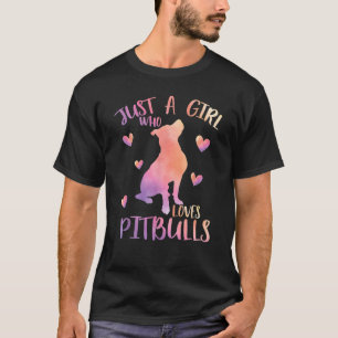 Lustiges Mädchen, das Pitbulls-Wasserfarbe Pitbull T-Shirt
