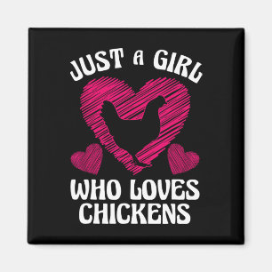 Lustiges Mädchen-Hühnchen-Design für Kinder Frauen Magnet
