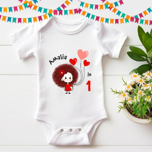 Lustiges Mädchen mit Herzballons Baby Strampler