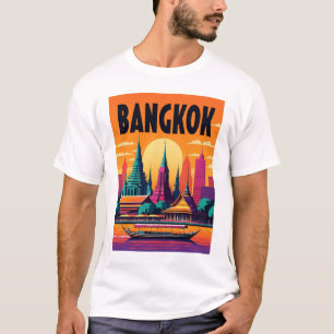 Lustiges Mädchen Vintage-Postkarte Bangkok T-Shirt