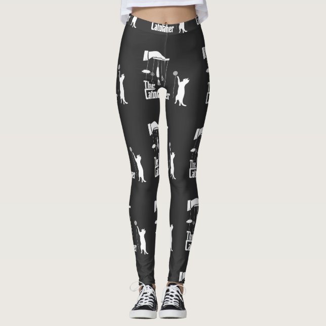 Lustiges Mafia-Katzen-Parodie-Grafik-T-Shirt Leggings (Vorderseite)