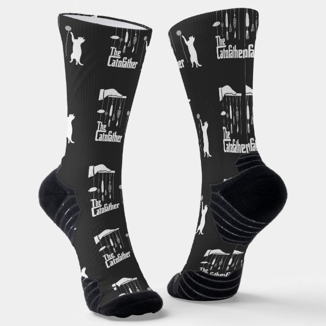 Lustiges Mafia-Katzen-Parodie-Grafik-T-Shirt Socken (Gewinkelt)