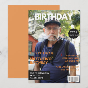 Lustiges Magazin-Editorial-Foto 76. Geburtstag Einladung