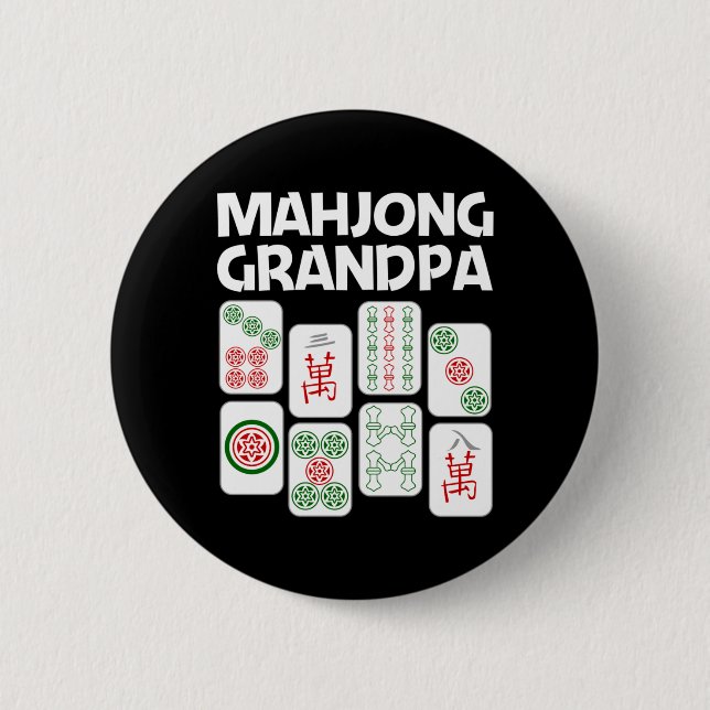 Lustiges Mahjong-Geschenk Großvater Vater Männer F Button (Vorderseite)