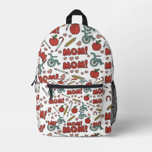 Lustiges "MAMA!" Muster  mit Äpfeln, Rollstühlen Bedruckter Rucksack