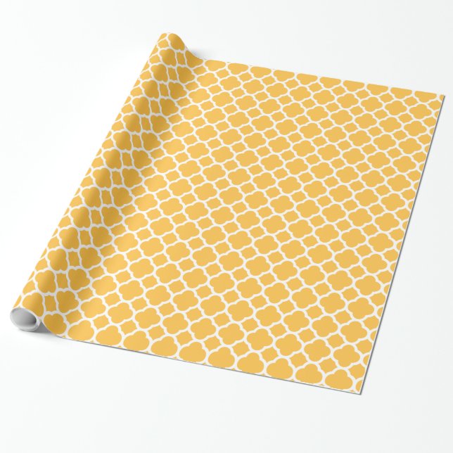 Lustiges Mango-Orange-Vierblattmuster Geschenkpapier (Ungerollt)