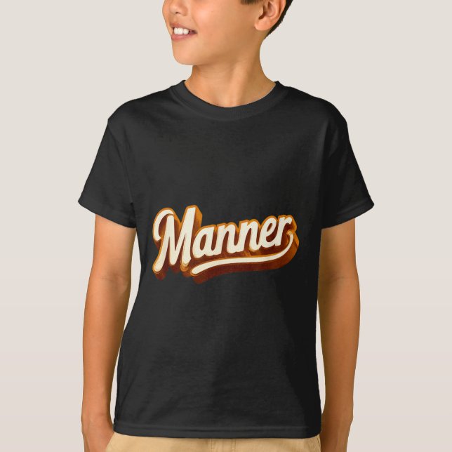 Lustiges Manier-Emblem T-Shirt (Vorderseite)