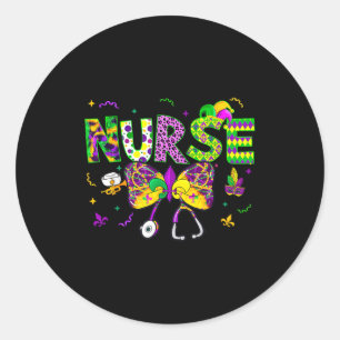 Lustiges Mardi Gras Krankenpfleger-Team Krankenpfl Runder Aufkleber