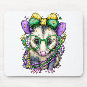 Lustiges Mardi Gras Opossum T-Shirt.png Mousepad