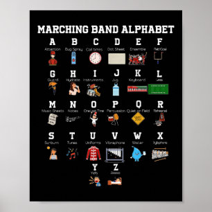 Lustiges Marschband Alphabet Band Camp Student Cam Poster