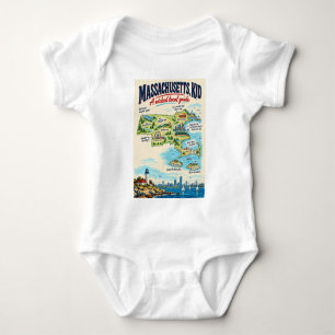 Lustiges Massachusetts-Kartenposter   Wicked Local Baby Strampler