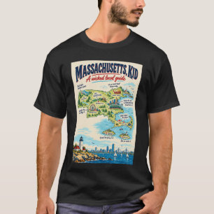 Lustiges Massachusetts-Kartenposter Wicked Local T-Shirt