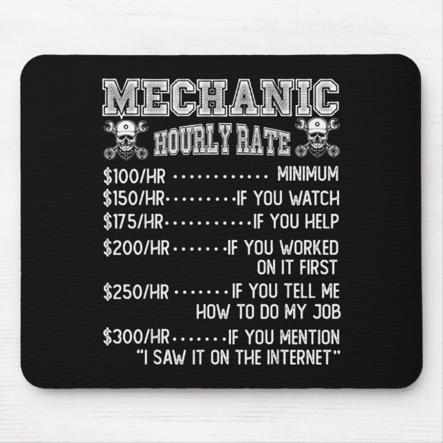 Lustiges Mechaniker-Stundensatz-Witz-Design  Mousepad (Vorne)