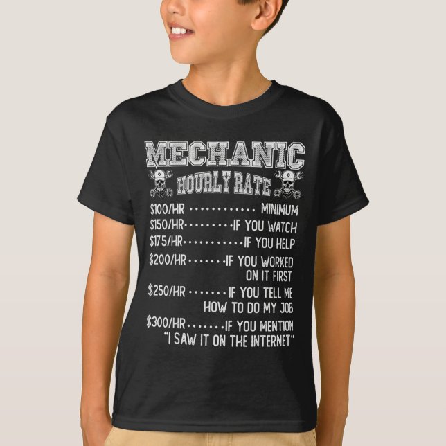 Lustiges Mechaniker-Stundensatz-Witz-Design  T-Shirt (Vorderseite)