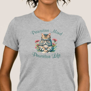 Lustiges Meditationskatze Inspirierendes Positives T-Shirt
