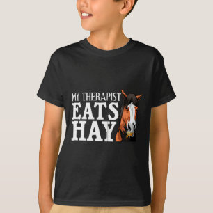Lustiges Mein Therapeut Isst Heu Geschenk Für Pfer T-Shirt