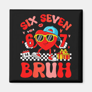 Lustiges Meme 67 Sechs Sieben Bruh Valentins Herz  Magnet