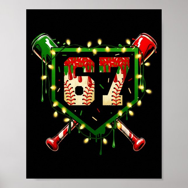 Lustiges Meme 67 Weihnachten Baseball Eiscreme Män Poster (Vorne)