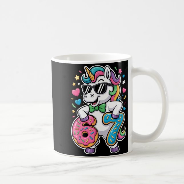 Lustiges Meme Einhorn Mädchen Kinder Sechs Sieben  Kaffeetasse (Rechts)