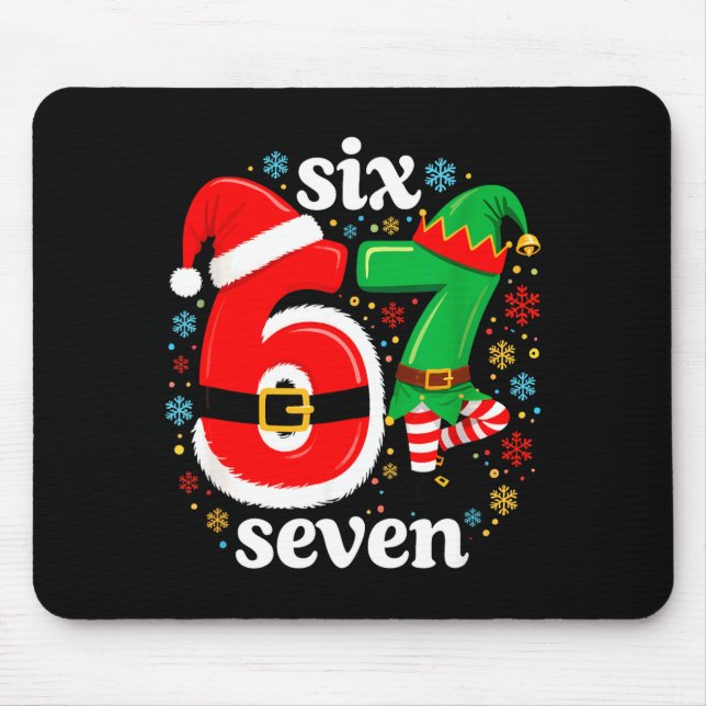 Lustiges Meme Sechs Sieben 67 Elf 6 7 Weihnachtsma Mousepad (Vorne)