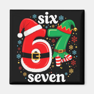 Lustiges Meme Six Seven 67 Elf 6 7 Weihnachtsmann  Magnet