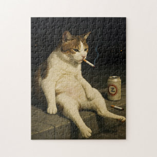 Lustiges Meme-T-Shirt mit rauchendem Katzenkitten Puzzle