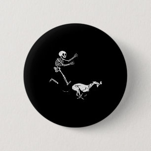 Lustiges Meme Windhund Laufendes Skelett Halloween Button