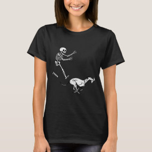 Lustiges Meme Windhund Laufendes Skelett Halloween T-Shirt