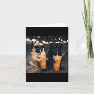 Lustiges Meme zwei Möpse trinken Eiskaffee  Karte