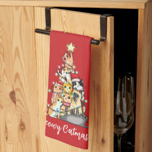 Lustiges Meowy Katmas Katzen Weihnachtsbaum Benutz Geschirrtuch
