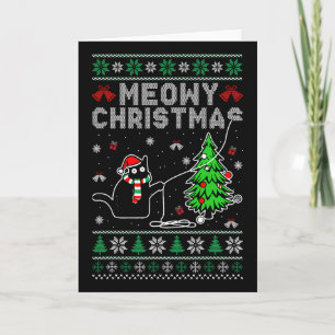 Lustiges Meowy Weihnachten Katzenliebhaber Hässlic Karte