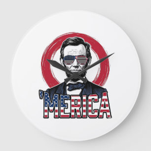 Lustiges Merica Patriotischer Präsident Vintage Ve Große Wanduhr