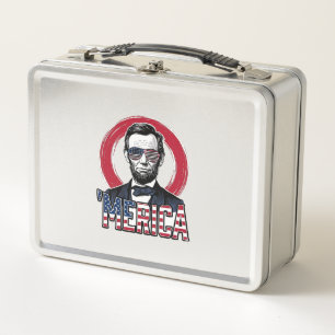 Lustiges Merica Patriotischer Präsident Vintage Ve Metall Brotdose