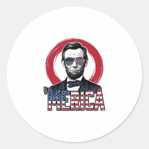 Lustiges Merica Patriotischer Präsident Vintage Ve Runder Aufkleber