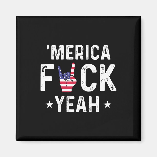 Lustiges Merica Yeah 4. Juli  Magnet (Vorne)