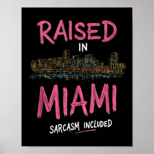 Lustiges Miami Florida Nacht Stadtbild Vintage Tan Poster