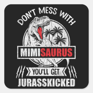 Lustiges Mimi-Geschenk Dinosaurier Oma Humor Großm Quadratischer Aufkleber