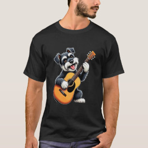Lustiges Mini-Schnauzer-Hund spielt Gitarre Design T-Shirt