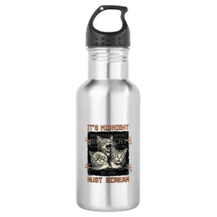 Lustiges Mitternachts-Schreien-Katzen Vintage-Shir Edelstahlflasche
