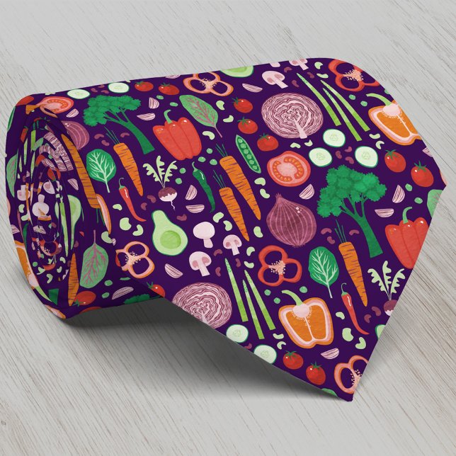 Lustiges modernes Gemüsemuster Krawatte (Fun modern colorful healty vegetable pattern neck tie)