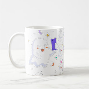 Lustiges modernes Halloween-Telefon Kunst mit Geis Kaffeetasse