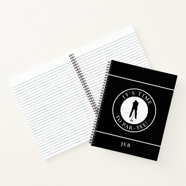 Lustiges monogrammtes Golf-Log – Par Tee schwarzer Notizbuch (Innenseite)