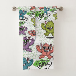 Lustiges Monster-Fußball-Kinder-Muster Badhandtuch Set