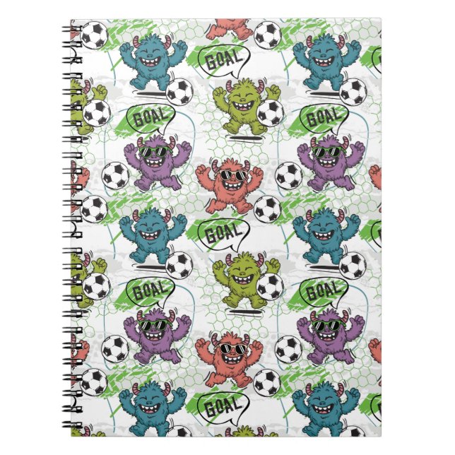 Lustiges Monster-Fußball-Kinder-Muster Notizblock (Vorderseite)