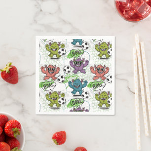 Lustiges Monster-Fußball-Kinder-Muster Serviette