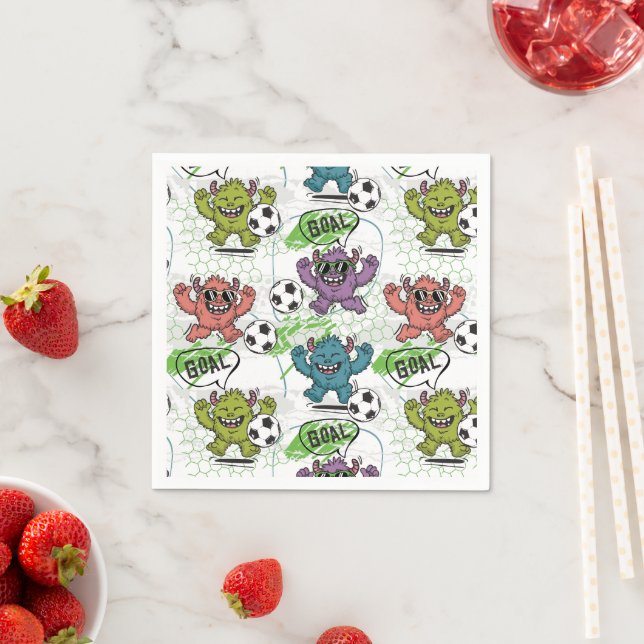 Lustiges Monster-Fußball-Kinder-Muster Serviette (Beispiel)