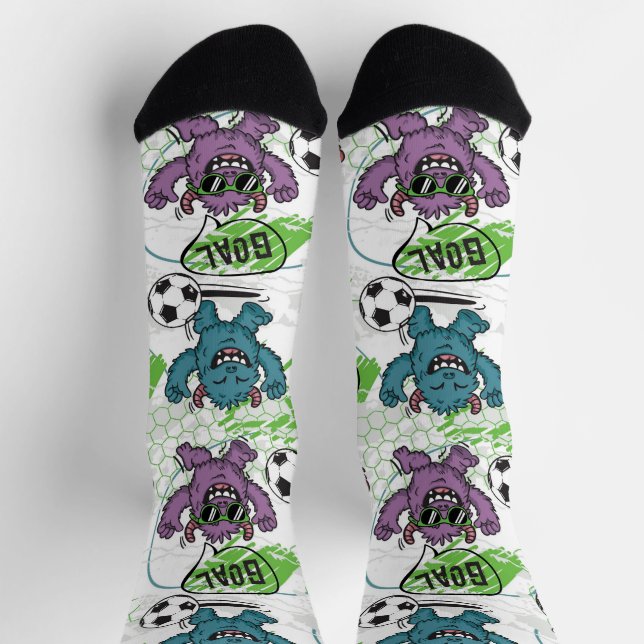 Lustiges Monster-Fußballmuster Socken (Oben)